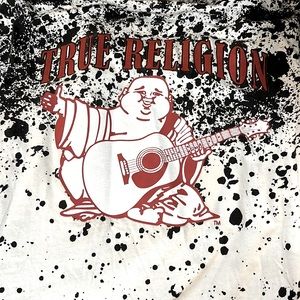 True Religion Black/White/Red Paint Splatter TShirt